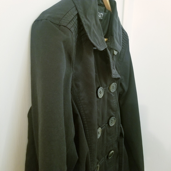 Suzy Shier Blue Shiny Double Breasted Jacket Coat Collar - Picture 6 of 6